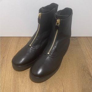 STUART WEITZMAN WOMENS LODGE BLACK LEATHER ZIP UP ANKLE BOOTS SIZE 9 NWT